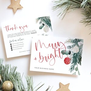 Watercolor Christmas Business Thank You Card Template, Holiday Printable Thanks For Your Purchase, Business Package Insert Xmas Card, Canva