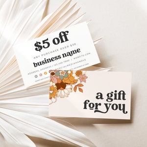 Retro Coupon Card Template, Printable Business Coupon Canva Template, Groovy Business Promo Card, Business Marketing Card Promotional - Dani