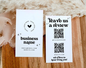 QR Code Leave Us A Review Us Business Card Canva Template, DIY Google Facebook Scannable Business Thank You Card 2x3.5" Like & Connect -Dani