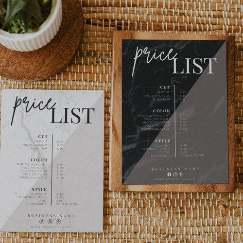 DIY Printable Price List Template Editable Price Sheet | Etsy