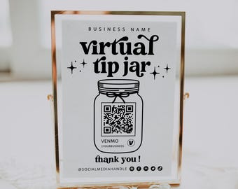 Printable Virtual Tip Jar Venmo Payment Sign, QR Code Sign Canva Template Editable Tips Accepted Sign Canva Template Instant Download - Dani