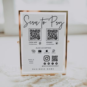 QR-Code-Schildvorlage, druckbares Zahlungsschild, Scan-to-Pay-Schild, Zeichen für akzeptierte Zahlungen, CashApp Venmo QR-Code-Schild, Canva-Vorlage - Skye