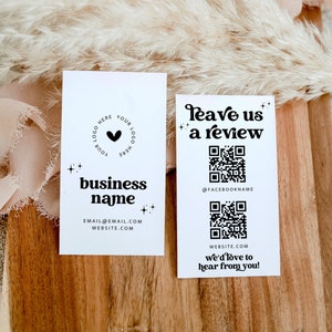 QR Code Leave Us A Review Us Business Card Canva Template, DIY Google Facebook Scannable Business Thank You Card 2x3.5" Like & Connect -Dani