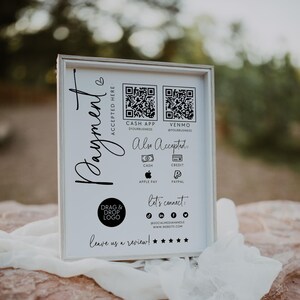 Scan to Pay Sign Template Canva QR Code Printable Payment Sign, Accepted Payments Sign, CashApp Venmo Digital Payment Printable Sign - Rylee