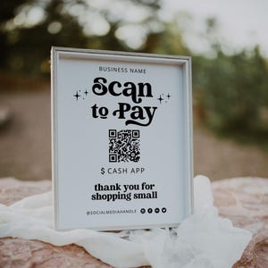 Scan-to-Pay-bord, sjabloon QR-code, afdrukbaar betalingsbord, bord geaccepteerde betalingen, CashApp Paypal-bord aanpasbare QR-code - Dani