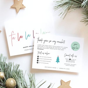 Minimal Christmas Business Thank You Card Template, Boho Holiday Printable Thanks For Your Purchase, Package Insert Thank You, Canva - Dusk