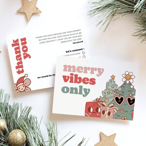 Groovy Christmas Business Thank You Card Template, Retro Holiday Printable Thanks For Your Purchase, Small Business Package Insert - Jovi