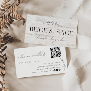 Visitenkarten Vorlage QR-Code, druckbare Visitenkarte, scannbare bearbeitbare Visitenkarte, Canva-Vorlage, rustikale Visitenkarte QR-Code-Karte