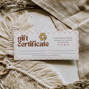 Retro-Geschenkgutscheinvorlage, DIY druckbare Geschenkgutscheinurkunde, bearbeitbare Geschenkkarte, Spa-Geschenkgutschein, druckbare Vorlage, Pixie