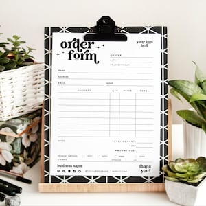 Editable Order Form Canva Template, Retro Small Business Forms, Printable Invoice Order Form Receipt, Tshirt Tumbler Craft Fair Form - Dani