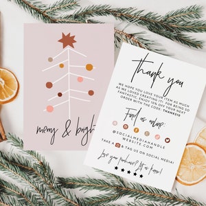 Boho Christmas Business Thank You Card Template, Cute Holiday Printable Thanks For Your Purchase, Small Business Package Insert Canva - Dusk