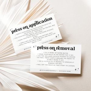 False Nails Application Card Template, Editable Artificial Nail Apply Remove Card, Printable Press On Nail Guide Business Card 3.5x2 - Dani