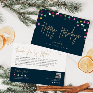 Cute Christmas Business Thank You Canva Template, Colorful Holiday Printable Thanks For Your Purchase, Editable Seasonal Package Insert Card