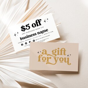 Retro Coupon Card Template, Printable Business Coupon Canva Template, Groovy Business Promo Card, Business Marketing Card Promotional - Dani
