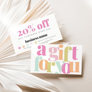 Rainbow Coupon Card Template, Printable Business Coupon Canva Template, Colorful Business Promo Card, Business Marketing Promotional - Mel