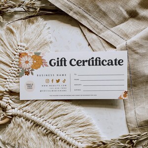 Boho-Geschenkgutschein-Vorlage, DIY druckbare Geschenkgutschein-Urkunde, bearbeitbare Geschenkkarte, Spa-Geschenkgutschein, druckbare Vorlage - Dani
