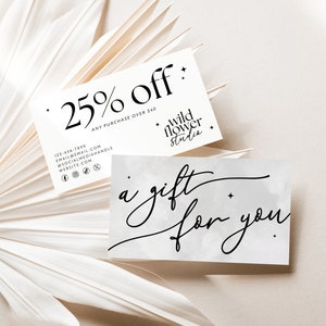 Boho Coupon Card Template, Printable Business Coupon Canva Template, Neutral Business Card, Business Marketing Card Promotional Card - Cinna