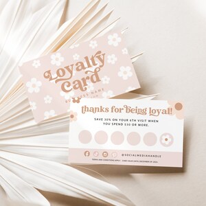 Retro Loyalty Card Template Canva, Editable Customer Punch Card, Rewards Card Design DIY Printable Discount Card, Customer Stamp Card - Dani