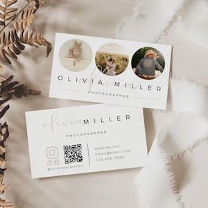 Photo Business Card Template QR Code, Instant Download, Printable Business Card Template, DIY Calling Card, Scan Me, Canva Template - Carli