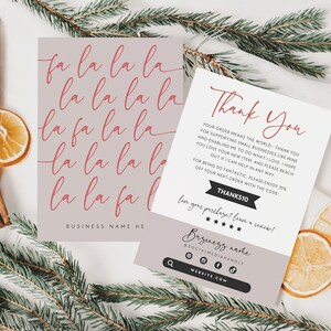 Modern Boho Christmas Business Thank You Canva Template, Holiday Printable Thanks For Your Purchase, Editable Blush Seasonal Package Insert
