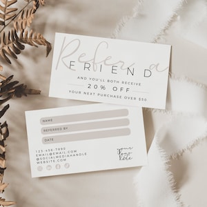 Refer A Friend Business Card Template, Printable Referral Discount Card, Rewards Card, Client Referral Card, Editable Rewards Card - Carli
