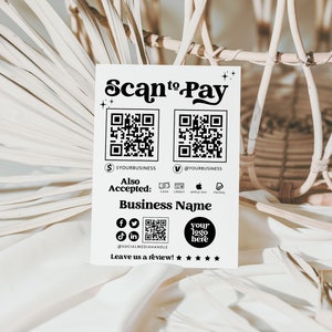 Editable Scan to Pay Sign, QR Code Sign Template, Printable Payment Sign, Accepted Payments Sign, CashApp Venmo Sign Customizable Canva-Dani
