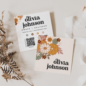 Retro Visitenkarte Vorlage, Boho Visitenkarte Design, DIY Visitenkarte, Business Branding bearbeitbar, Canva Vorlage Dani