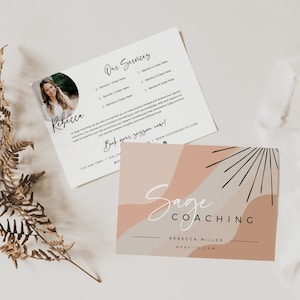 Boho Coaching Business Flyer Template Canva,Editable Marketing Price Guide Flyer Card Template, Referral Card, DIY Business Services Guide
