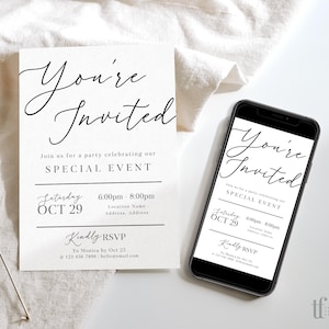 Modern Elegant Business Invitation Canva Template, Grand Opening, Digital Invite