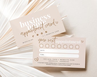 Neutral Appointment Reminder Card Canva Template, Boho Editable Business Card, Booking Reminder Printable, Next Appointment Card - Bohe