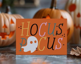 Halloween Business Thank You Card Canva Template, Editable Colorful Spooky Ghost Order Insert Postcard with QR Code