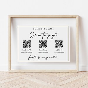 Druckbare Zahlungs Schild, QR-Code-Schild Vorlage, Scan-to-Pay-Schild, Akzeptierte Zahlungen Schild, CashApp Paypal-Schild Kundengerechter QR-Code ""Evie""