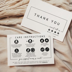 Modern Wickless Candle Care Card Template with Icons, Candle Instructions, Editable Thank You Card, Candle Business Package Insert - April