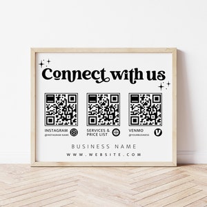 Retro QR-Code Scan to Pay Schild Vorlage, druckbares Geschäftsschild, scannbare Preisliste, Akzeptierte Zahlungen Schild, Venmo Schild, Scan Me - Dani