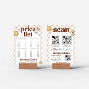 Retro Scan to Pay Sign & Price List Template, QR Code Sign, Printable Payment Sign, Accepted Payments Sign, Pricing Sheet Price Guide- Pixie