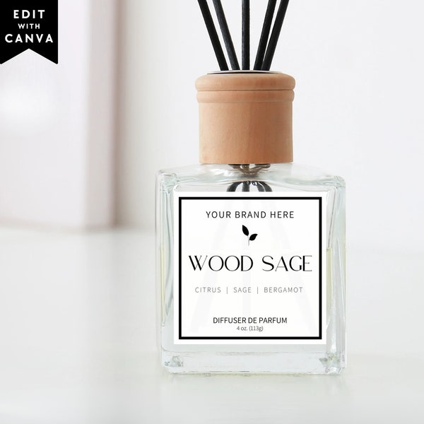 Reed Diffuser Label Template, Editable Product Label Template, DIY Diffuser Oil or Room Spray Label, Canva Template, Diffuser Sticker