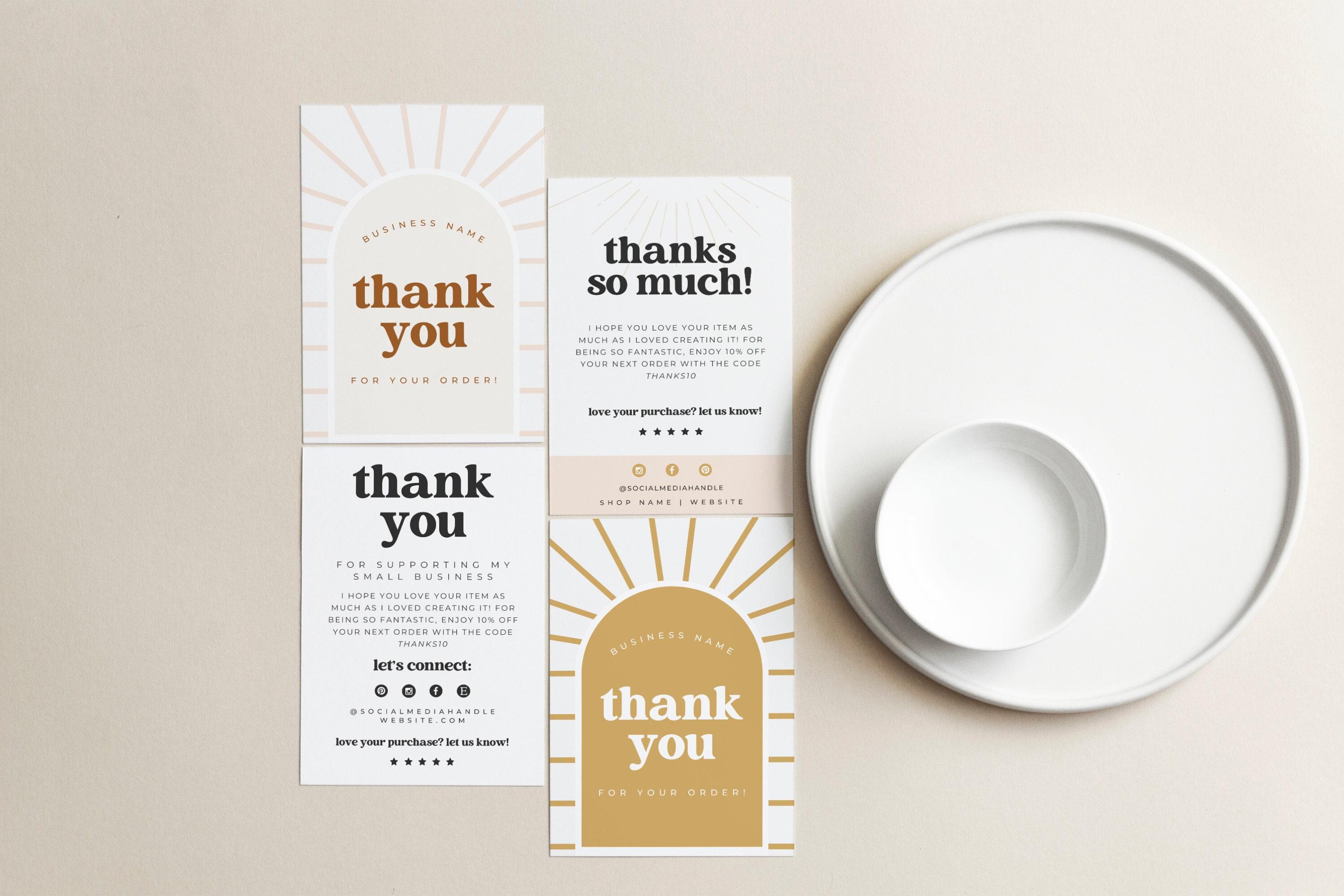 Retro Sun Thank You Card Template, Editable Small Business Thank You ...