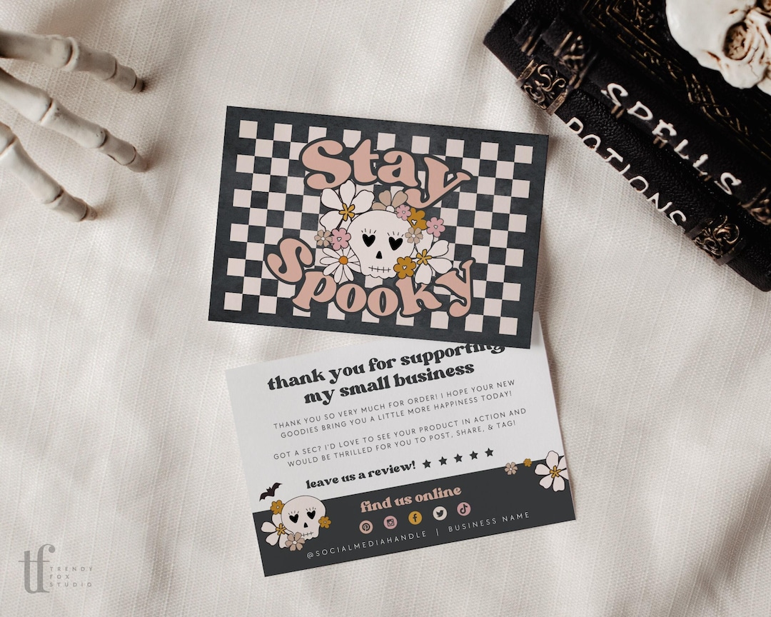 Retro Halloween Business Thank You Card Editable Canva Template | Order ...