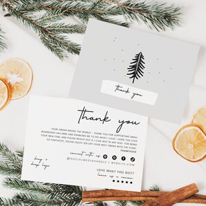Christmas Business Thank You Card, Holiday Printable Thanks For Your Purchase, Small Business Package Insert Card, DIY Thank You Canva