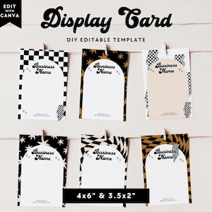 Retro Editable Hair Bow Card Template, Hair Bow Packaging Display Card, Editable Hair Clip Card, Custom Display Card, Jewelry Display - DC35