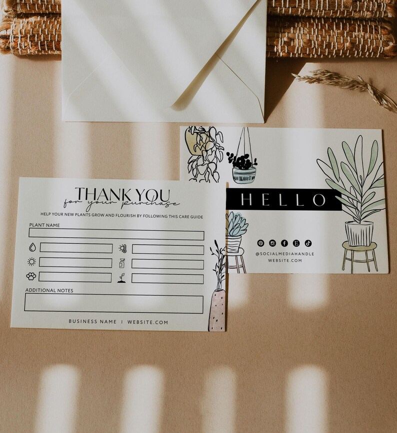Plant Care Card Canva Template, Editable Plant Guide Insert, Succulent or Indoor Plant Instruction Card Printable zdjęcie 3
