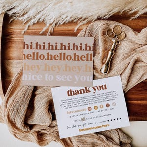 Retro Fall Editable Business Thank You Card Canva Template, Printable Neutral Thanks For Your Purchase Business Order Insert Mailer Postcard