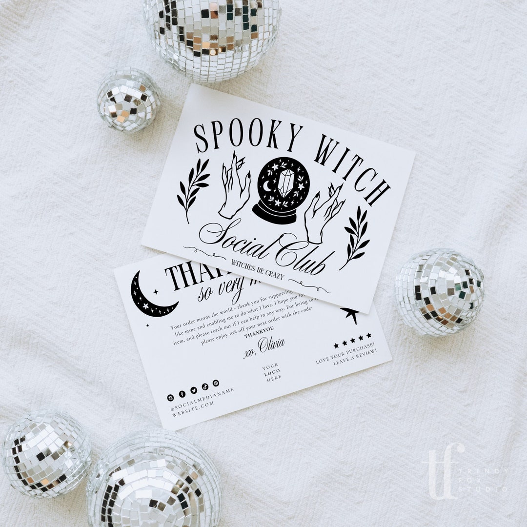Spooky Witch Social Club Halloween Business Thank You Card Canva ...