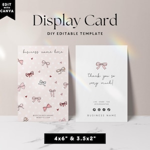 Coquette Hair Bow Backing Card Template, Hair Bow Packaging Display Card, Editable Hair Clip Card, Custom Display Card, Cute Jewelry Backing
