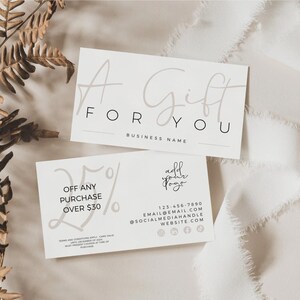 Boho Coupon Card Template, Printable Business Coupon Canva Template, Neutral Business Card, Business Marketing Card Promotional Card - Carli