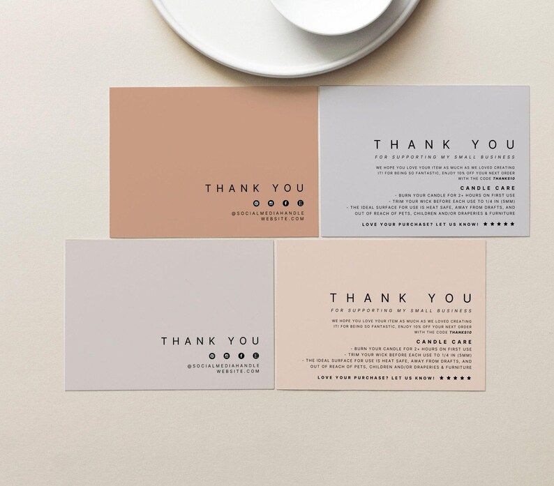 DIY Luxury Candle Care Card, Thank You Card Template, Minimal Care Instructions Template, Candle Business Branding Card, Canva - Bailey image 2