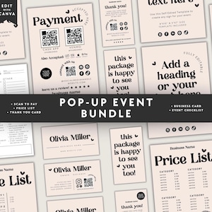 Pop-up Shop Bundle Canva Template, Vendor Event Branding Kit, Craft Fair Signage Popup Checklist Business Card Scan to Pay Price List - Jace