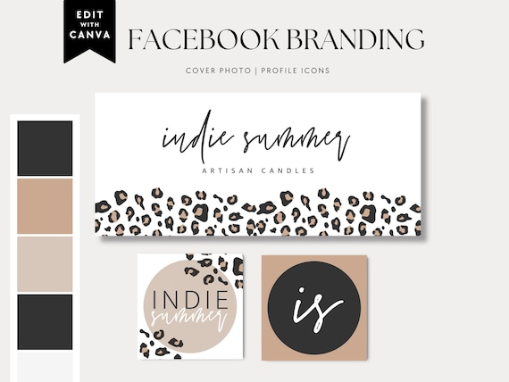 Facebook Cover Template, Facebook Banner, Facebook Icon, Leopard Facebook Business Cover Image, DIY Facebook Template, Canva - Ellie