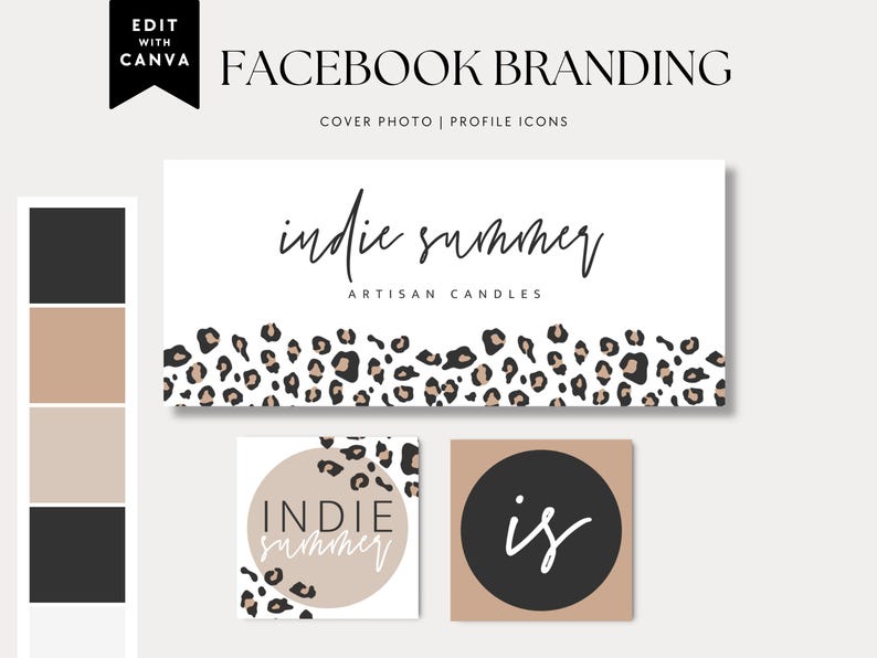 Facebook Cover Template, Facebook Banner, Facebook Icon, Leopard Facebook Business Cover Image, DIY Facebook Template, Canva - Ellie image 1
