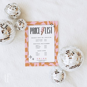 Hat Bar Pricing Canva Template, Editable Hat Bar Printable Price List Sign, Hat Menu Price Sheet, Trendy Hat Bar Branding Signs - Brooks